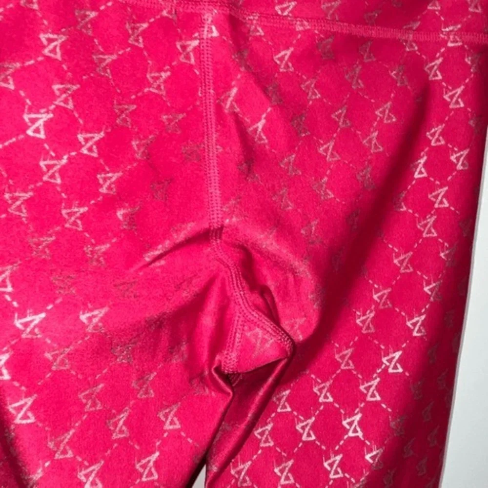 Zumba‎ Wear Girls Pink Silver Metallic Geometric Xspicy Cropped Leggings Size XS